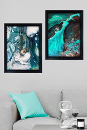 Wallity Set de 2 Pinturas Decorativas Enmarcadas Multicolor 35 x 45 cm